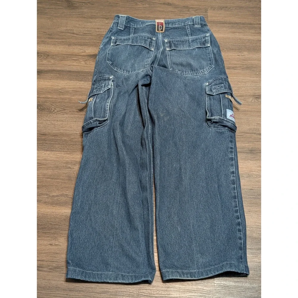 Kenneth David Cargo Street Denim Jeans Mens 34x32 Blue Baggy Wide Leg‎ Y2K Skate